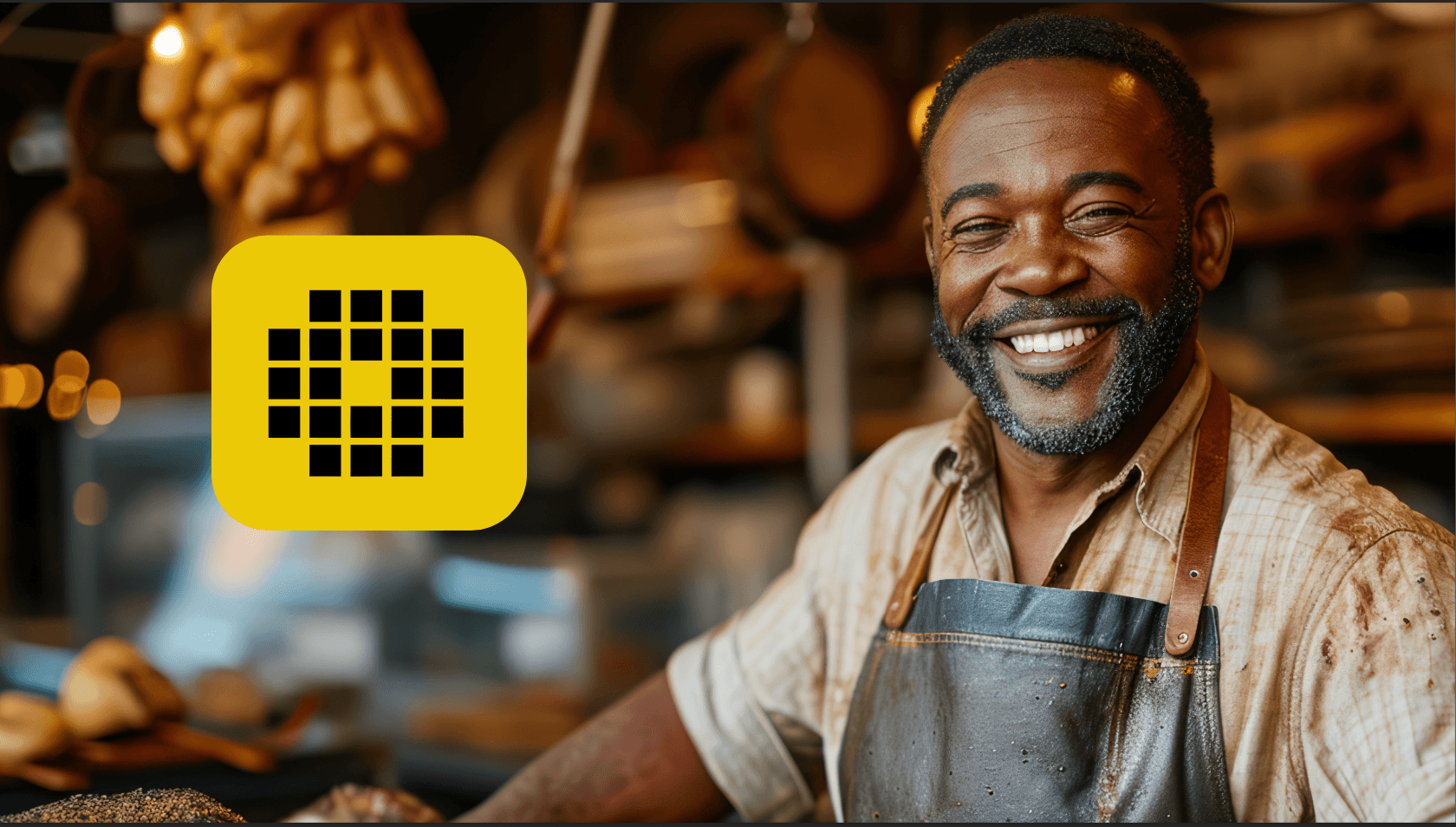 Same contractor smiling while using the mobile app