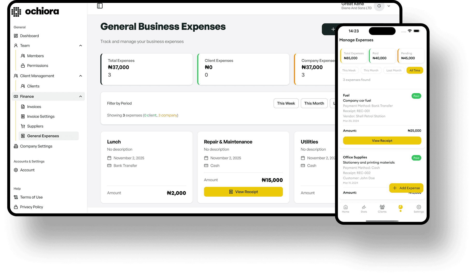 Ochiora business management platform