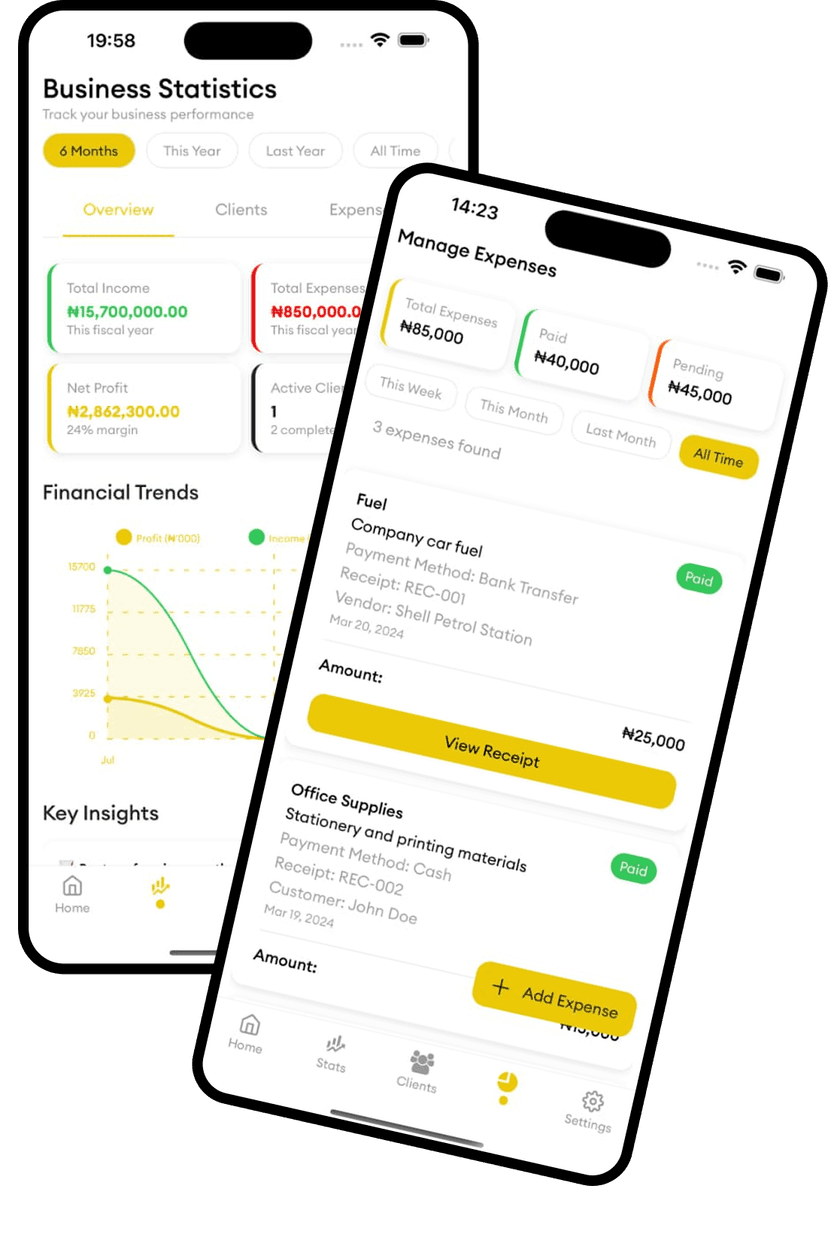 Mobile-responsive business management interface